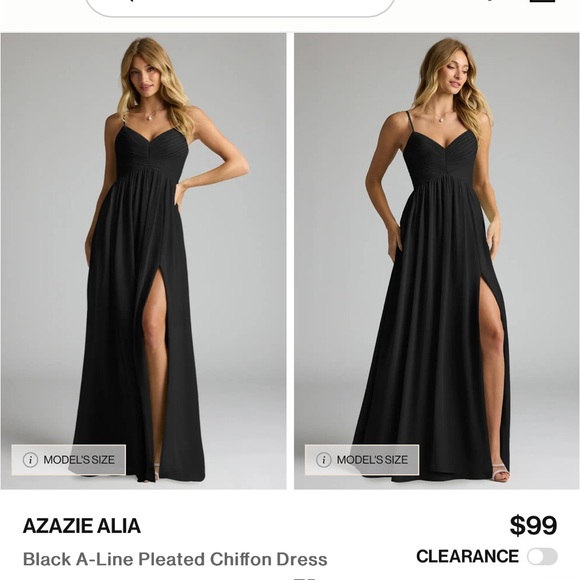 Azazi Maxi Dress with Slit “Alia” Color: Black - Picture 1 of 5